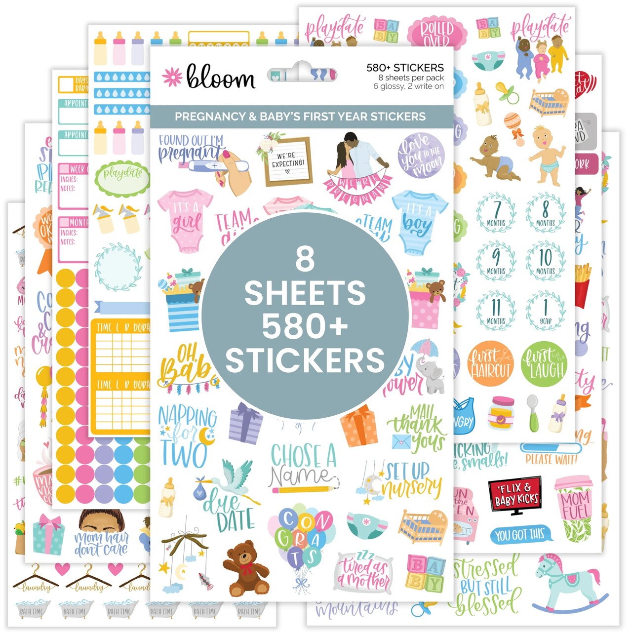 bloom daily planners Sticker Sheets, Pregnancy & Baby's First Year Stickers V2